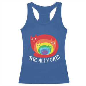 Funny LGBT The Ally Cats Racerback Tank Top Pride Month Rainbow Cat TS11 Royal Blue Print Your Wear