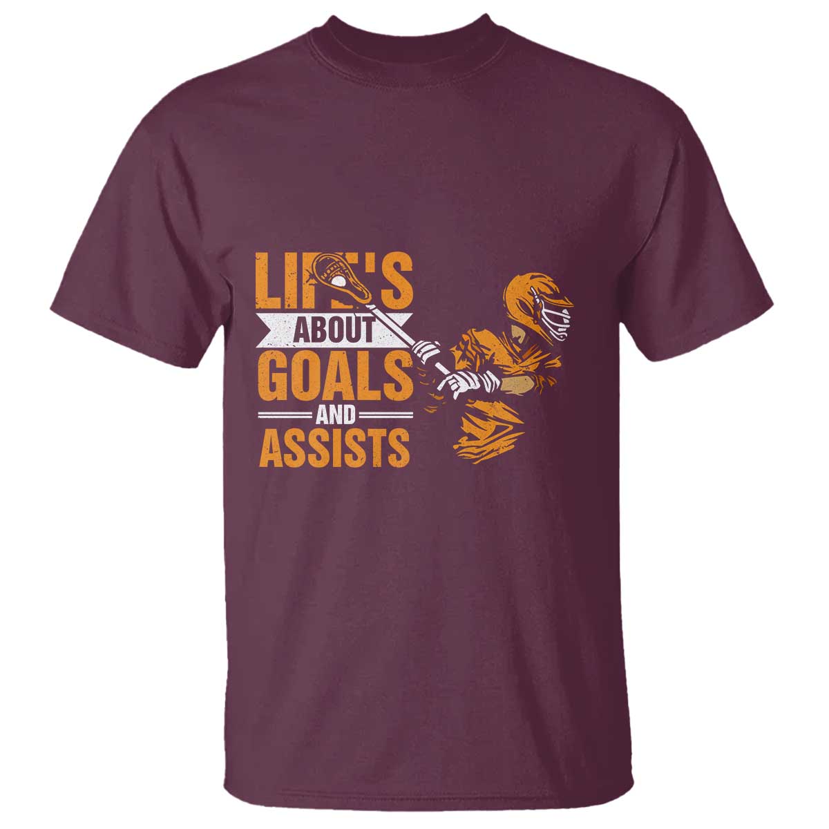 Funny Lacrosse Lax Player T Shirt Life's About Goals And Assists TS11 Maroon Print Your Wear