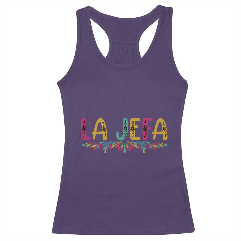 Funny Mexican Spanish La Jefa Boss Racerback Tank Top Mexican Flowers TS11 Purple Print Your Wear