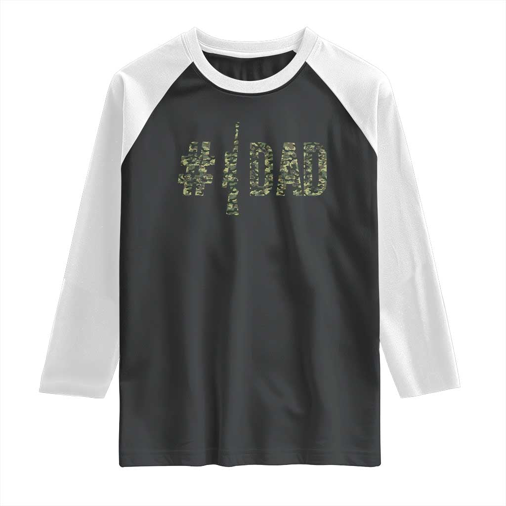 Funny No 1 Hunting Dad Raglan Shirt Number One Hunter Fathers Day TS11 Black White Print Your Wear