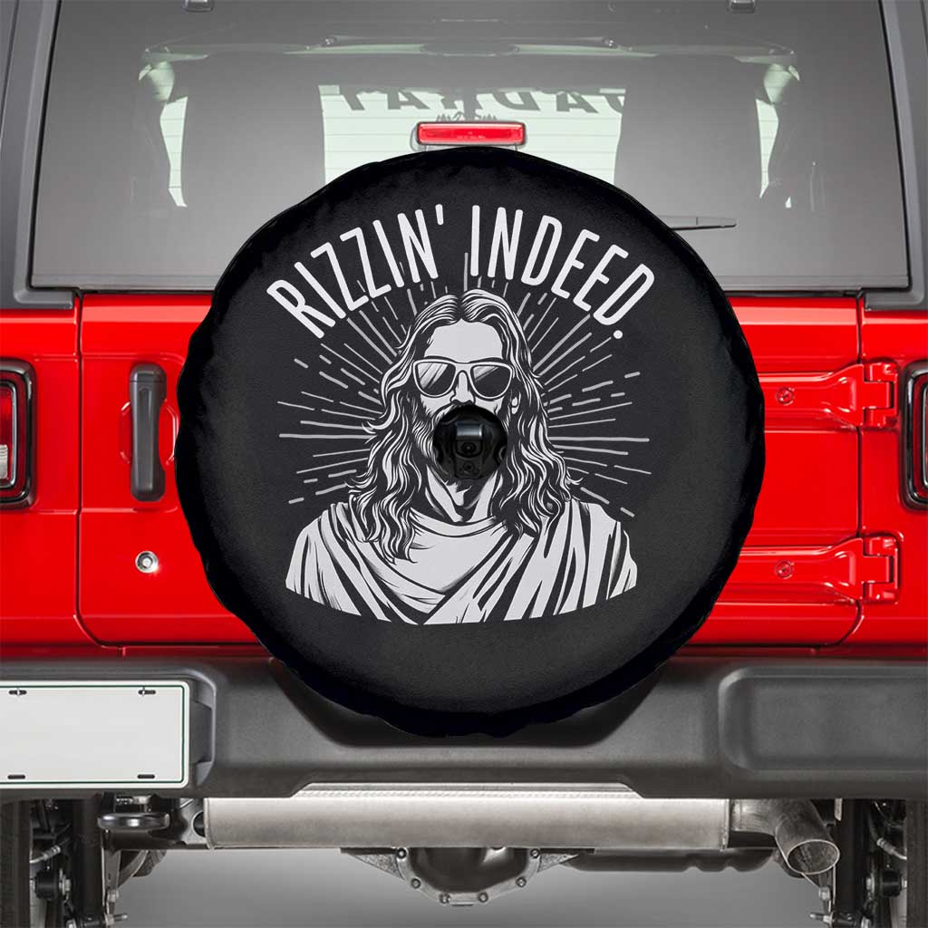 Funny Religious Christian Jesus Meme Spare Tire Cover Rizzin Indeed TS11 Black Print Your Wear