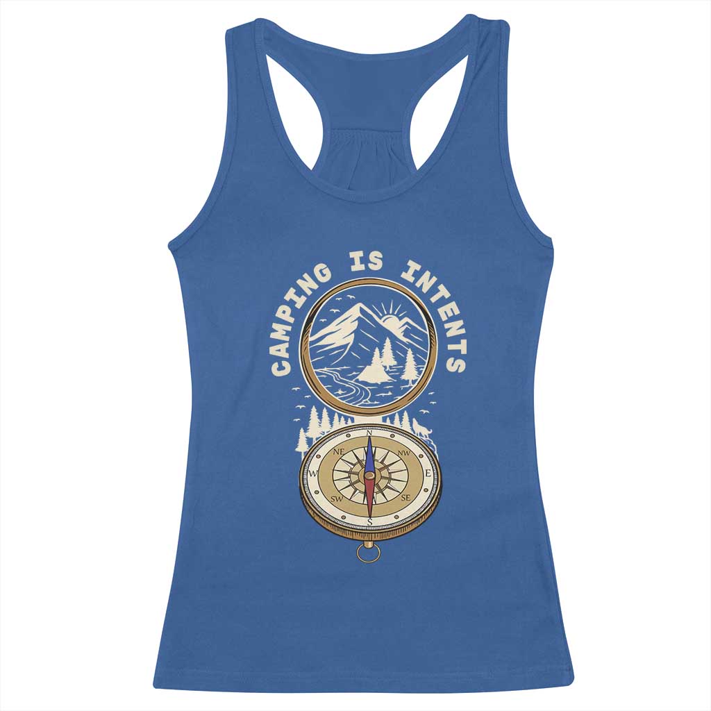 Funny Scout Camping Racerback Tank Top Camper Is Intents Compass Hiking Outdoors Adventure TS02 Royal Blue Print Your Wear