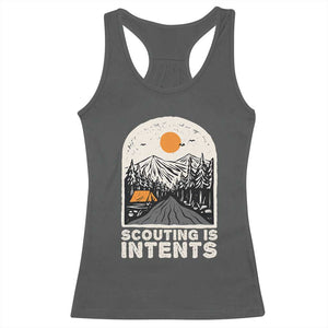 Funny Scout Camping Racerback Tank Top Scouting Is Intents Hiking Camper Outdoors Adventure TS02 Dark Heather Print Your Wear