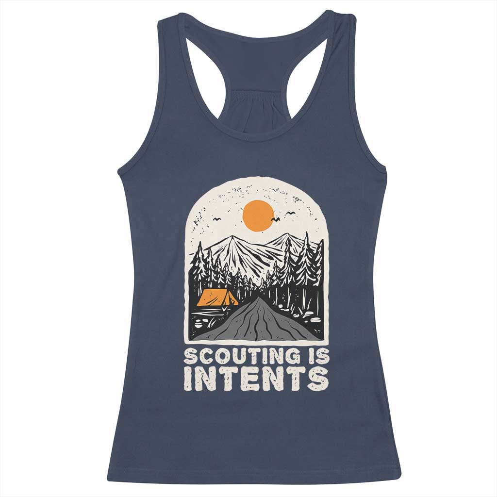 Funny Scout Camping Racerback Tank Top Scouting Is Intents Hiking Camper Outdoors Adventure TS02 Navy Print Your Wear
