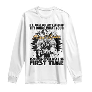 Funny Scouting Adventure Long Sleeve Shirt Doing What Your Scout Leader Told You To Do Camping Compass TS02 White Print Your Wear