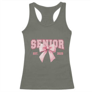 Funny Senior EST 2025 Graduation Coquette Racerback Tank Top TS11 Military Green Print Your Wear