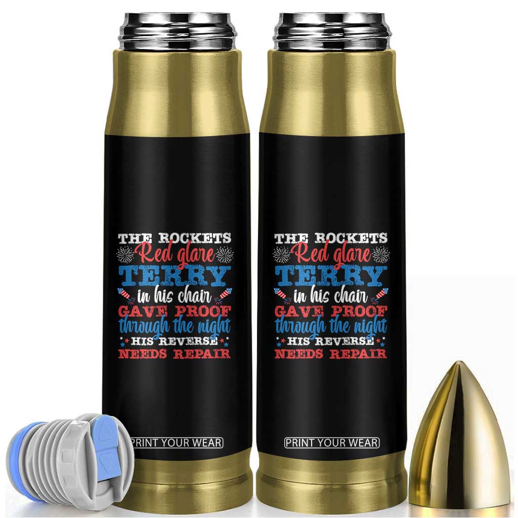 Funny The Rockets Red Glare Terry In His Chair His Reverse Needs Repair Bullet Tumbler 4th Of July Meme TS11 Black Print Your Wear