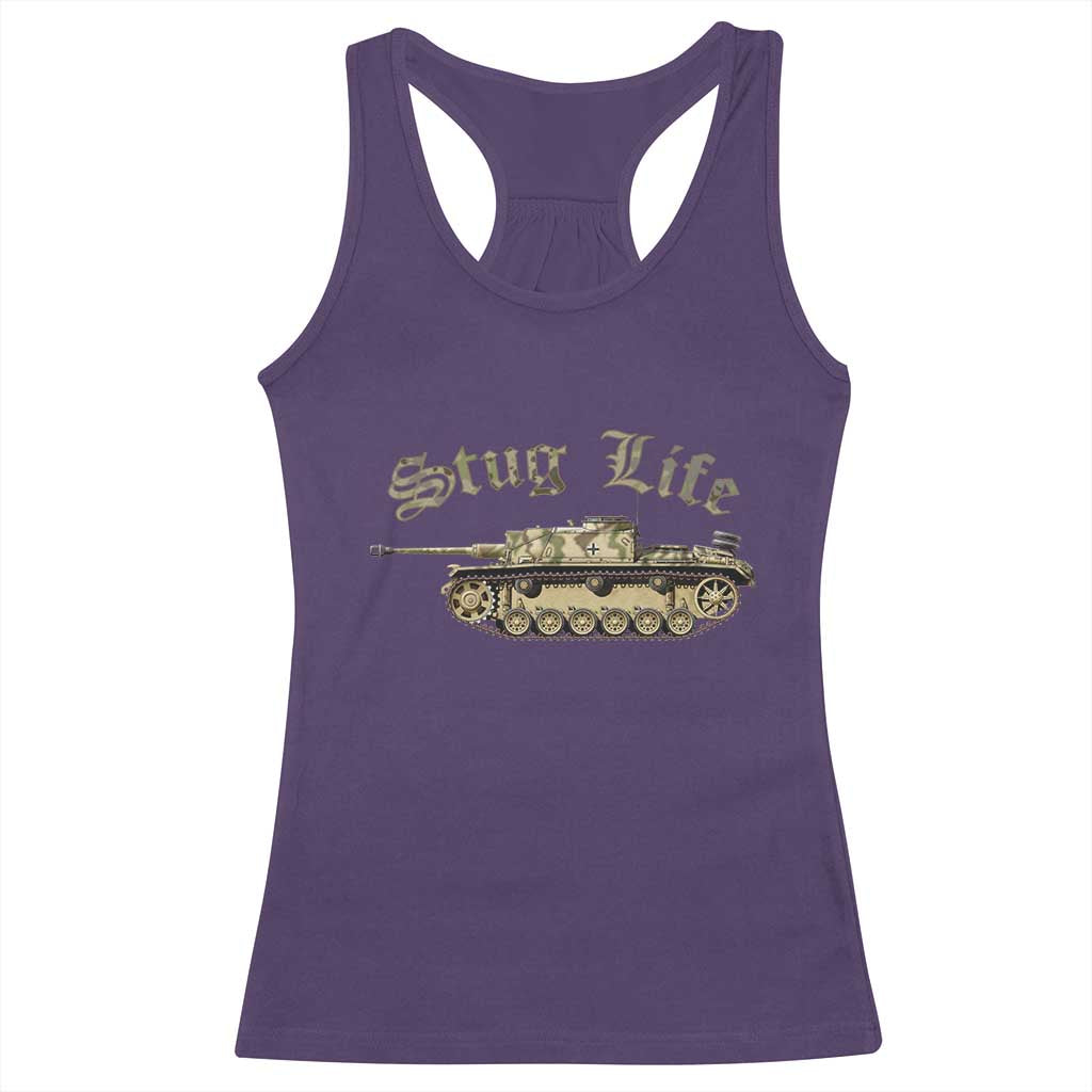 Funny WW2 Tank History Stug Life Racerback Tank Top TS11 Purple Print Your Wear