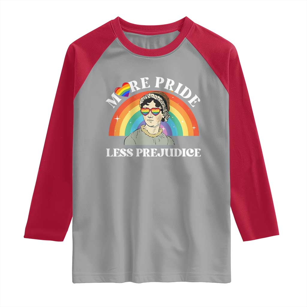 Gay Pride Raglan Shirt More Pride Less Prejudice LGBT Pride Month TS02 Sport Gray Red Print Your Wear