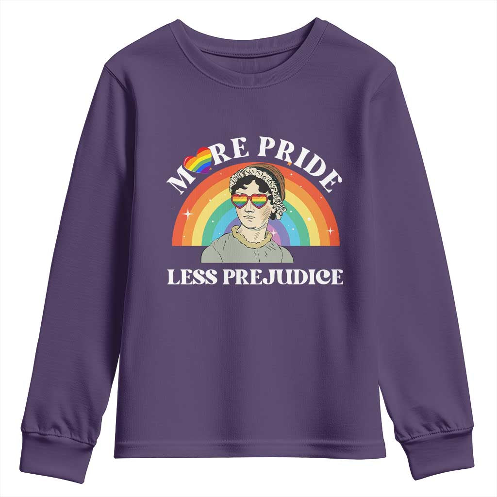 Gay Pride Youth Sweatshirt More Pride Less Prejudice LGBT Pride Month TS02 Purple Print Your Wear