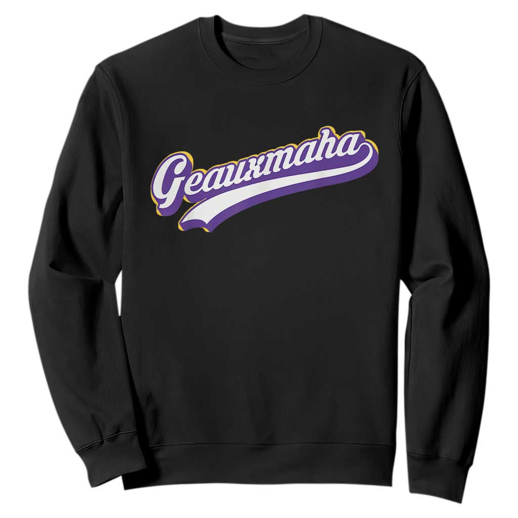 Geauxmaha Vintage Throwback Design Sweatshirt Gold Baseball Fan TS02 Black Print Your Wear