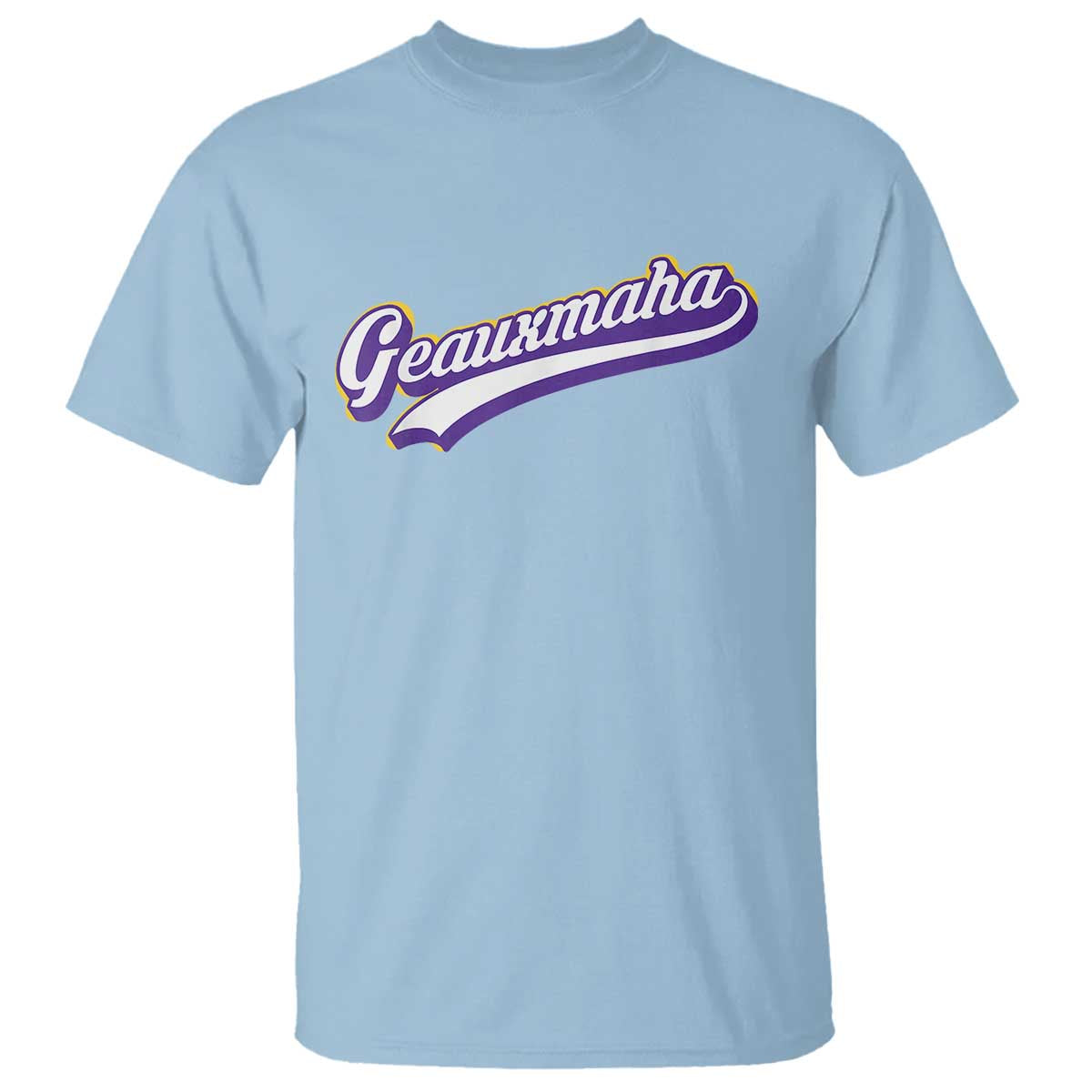 Geauxmaha Vintage Throwback Design T Shirt Gold Baseball Fan TS02 Light Blue Print Your Wear