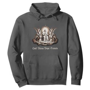 God Bless Pope Francis Hoodie Memorial Angel Catholic Faith & Unity TS02 Dark Heather Print Your Wear