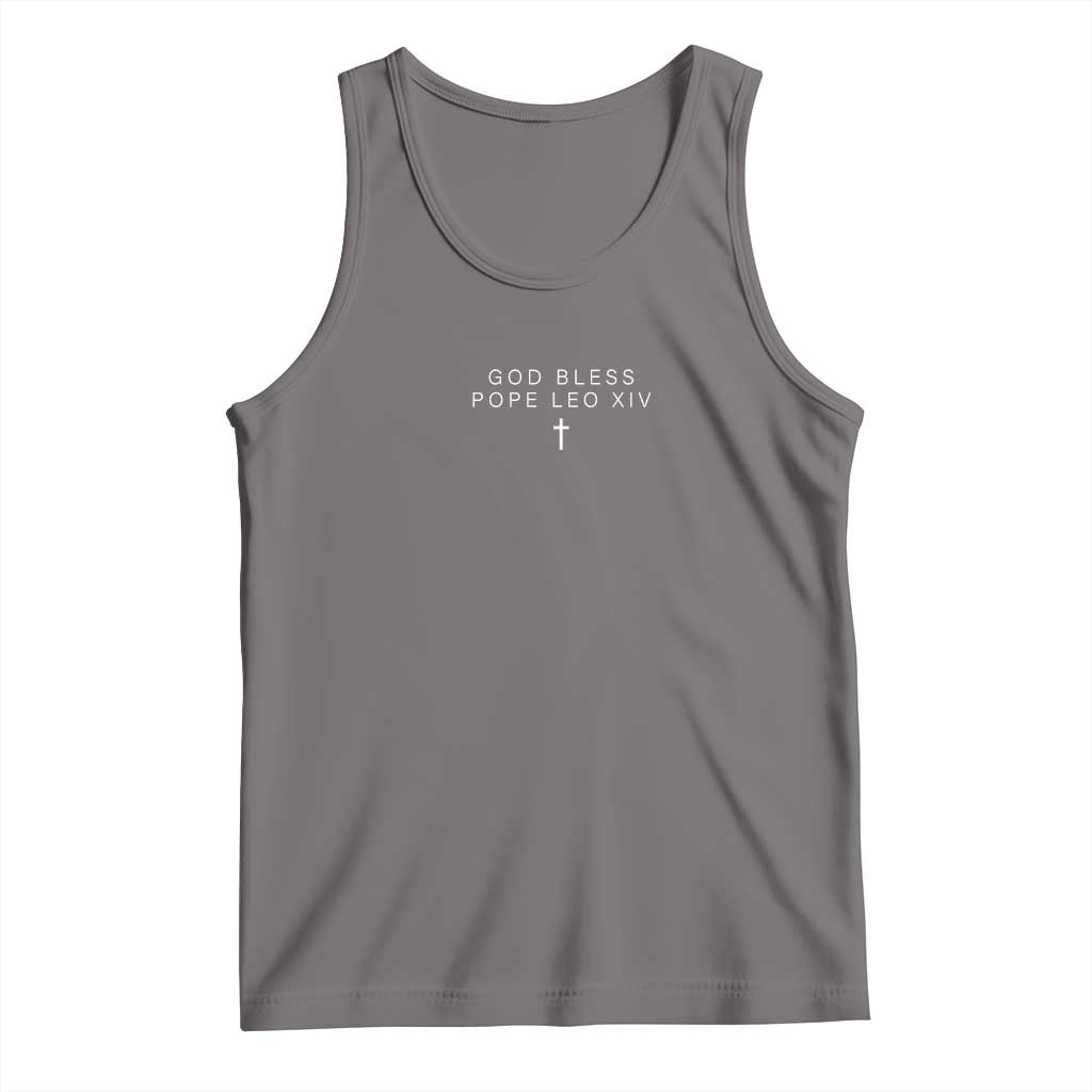 God Bless Pope Leo XIV Tank Top Cross Subtle Minimal Religious Faith TS10 Deep Heather Print Your Wear
