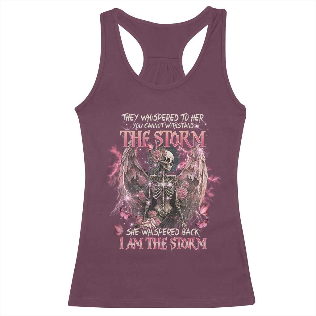 Gothic Skeleton Fairy Racerback Tank Top She Whispered Back I Am The Storm Dark Angel TS02 Maroon Print Your Wear