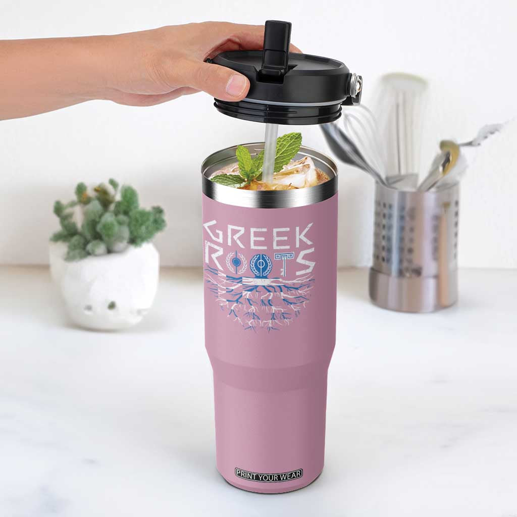 Greek Roots Pride Flip Straw Tumbler TS09 One Size: 30 oz Light Pink Print Your Wear