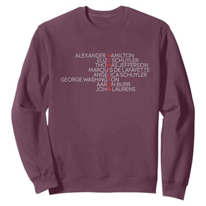 Hamilton Eliza Jefferson Angelica & Burr Names Sweatshirt TS10 Maroon Print Your Wear