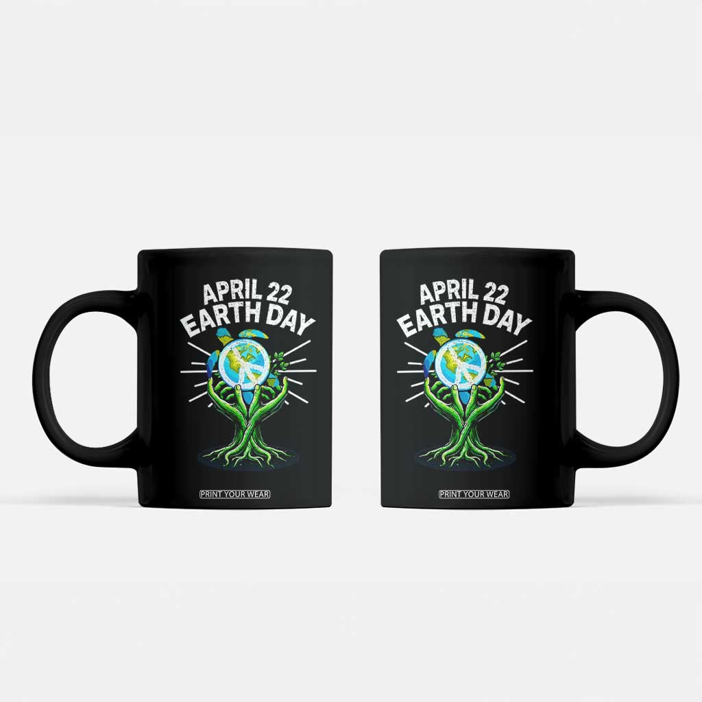 Happy Earth Day April 22 Coffee Mug Restore Earth Sea Turtle Tree Peace Sign TS11 Black Print Your Wear