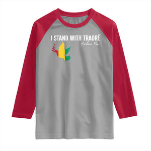 I Stand With Traoré Raglan Shirt Burkina Faso Peace Dove TS02 Sport Gray Red Print Your Wear