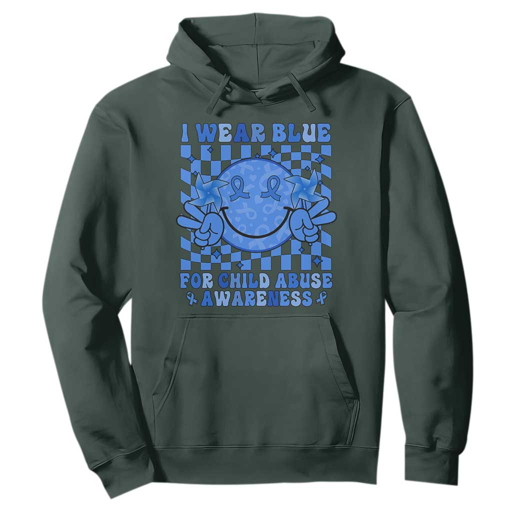 I Wear Blue For Child Abuse Awareness Month Hoodie TS11 Dark Forest Green Print Your Wear
