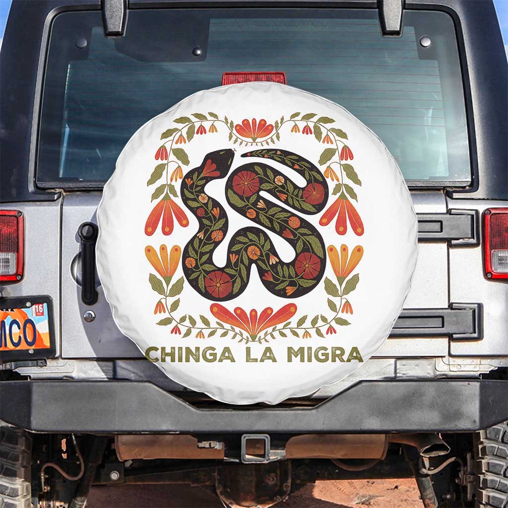 Immigrant Rights Spare Tire Cover Chinga La Migra TS10 No hole White Print Your Wear