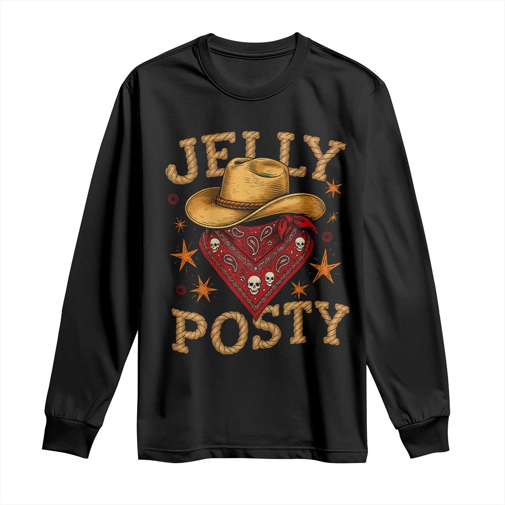 Jelly Posty Cowboy Bandana Long Sleeve Shirt Funny Country Western Rodeo TS02 Black Print Your Wear