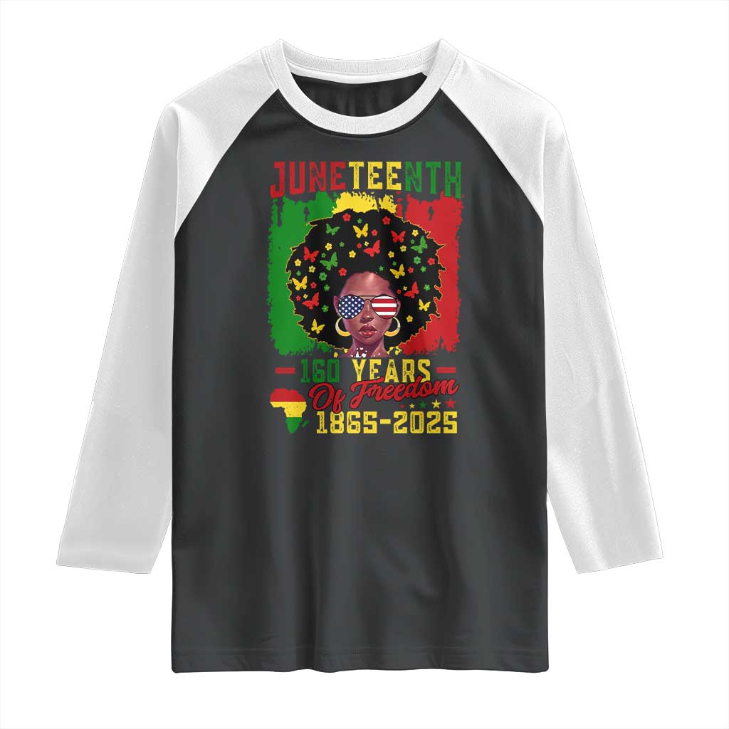 Juneteenth 160 Years Of Freedom Raglan Shirt African American Pride TS11 Black White Print Your Wear