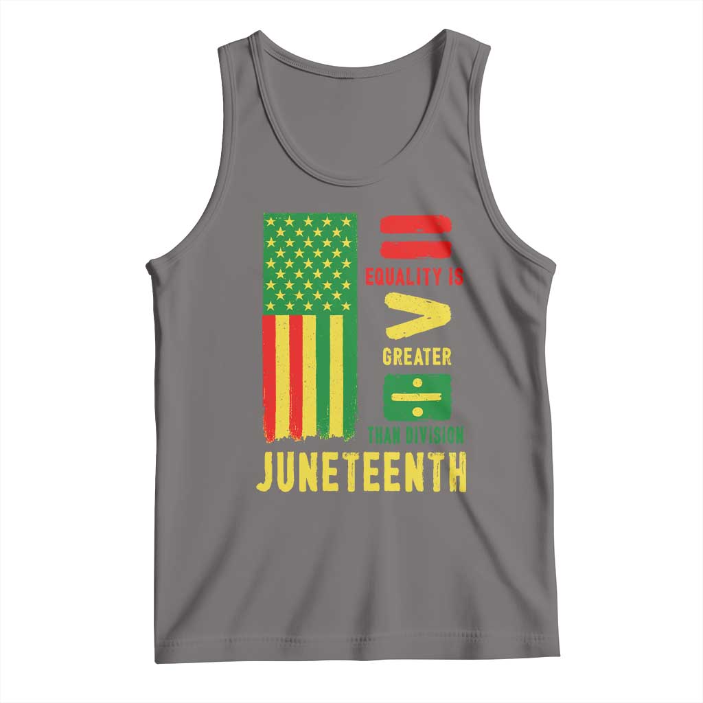 Juneteenth Equality Is Greater Than Division Tank Top Juneteenth American Flag TS11 Deep Heather Print Your Wear