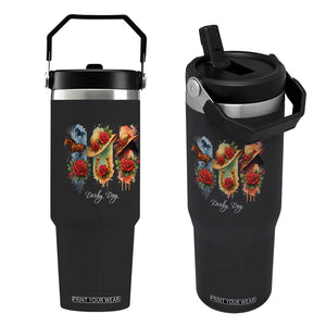 Ky Derby Day Flip Straw Tumbler Horse Racing Nice Hat Mint Julep and Roses TS02 One Size: 30 oz Black Print Your Wear