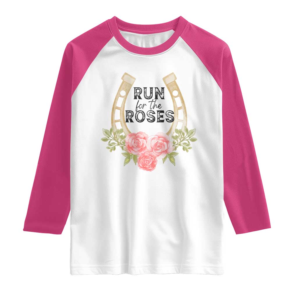Ky Derby Horse Racing Raglan Shirt Horses and Roses TS02 White Heliconia Print Your Wear
