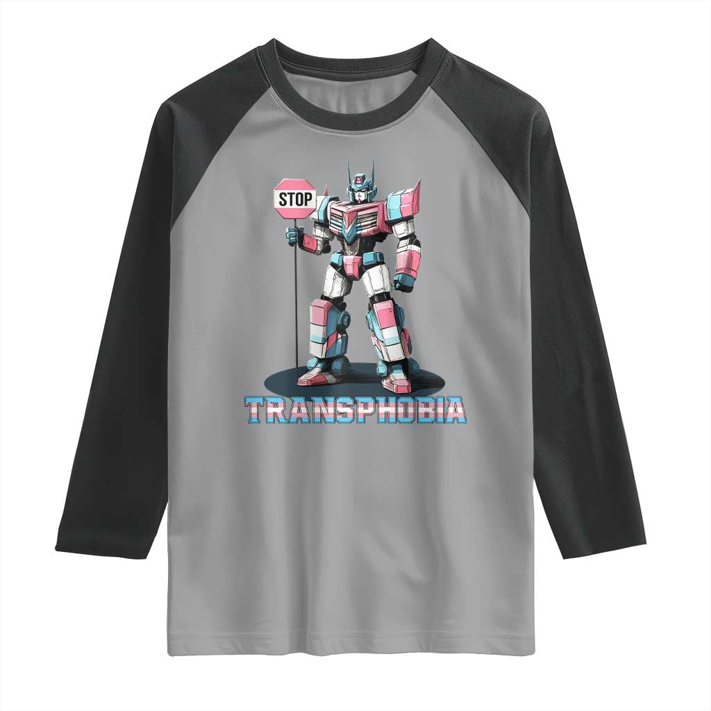 LGBTQ Trans Raglan Shirt Stop Transphobia Trans Rights Social Justice TS10 Sport Gray Black Print Your Wear