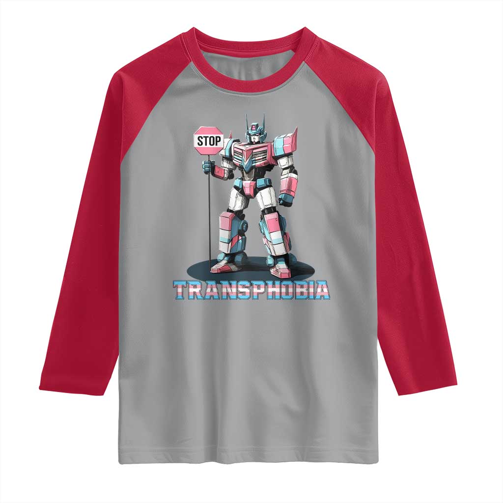 LGBTQ Trans Raglan Shirt Stop Transphobia Trans Rights Social Justice TS10 Sport Gray Red Print Your Wear