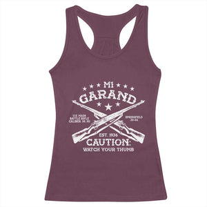 M1 Garand Rifle Gun WWII Watch Your Thumb EST 1936 Racerback Tank Top TS11 Maroon Print Your Wear