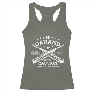 M1 Garand Rifle Gun WWII Watch Your Thumb EST 1936 Racerback Tank Top TS11 Military Green Print Your Wear