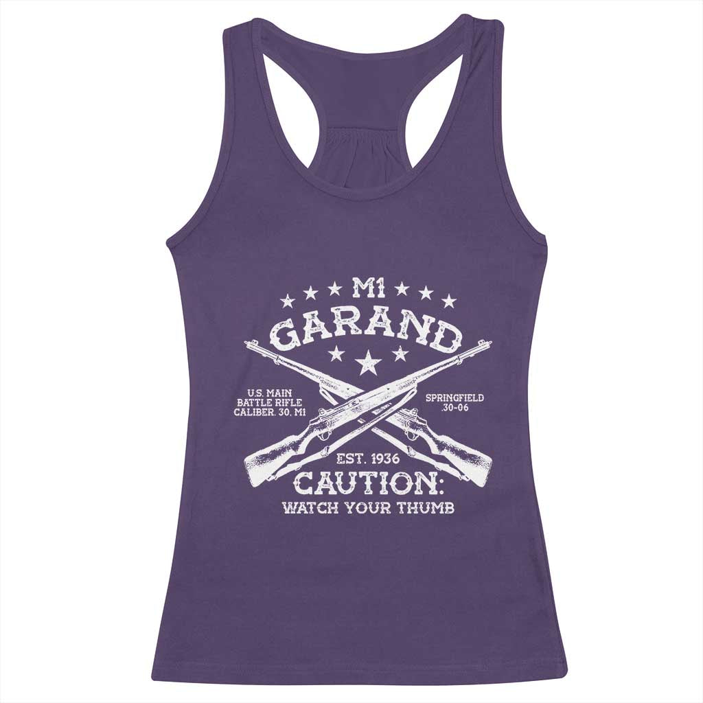 M1 Garand Rifle Gun WWII Watch Your Thumb EST 1936 Racerback Tank Top TS11 Purple Print Your Wear