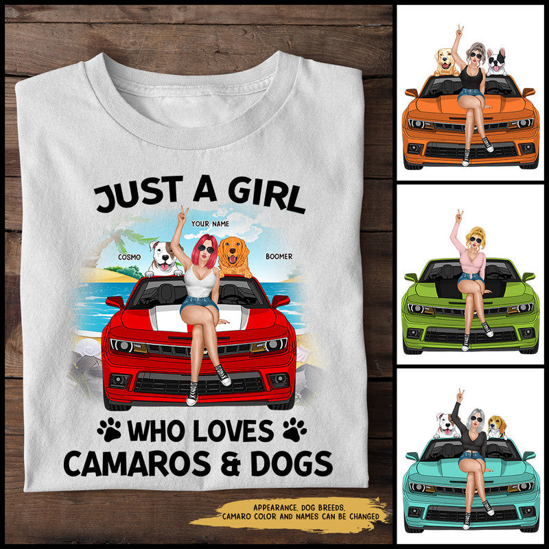 Custom Jeep Tee Shirts Just A Girl Who Loves Camaros and Dogs CTM Youth Custom - Printyourwear