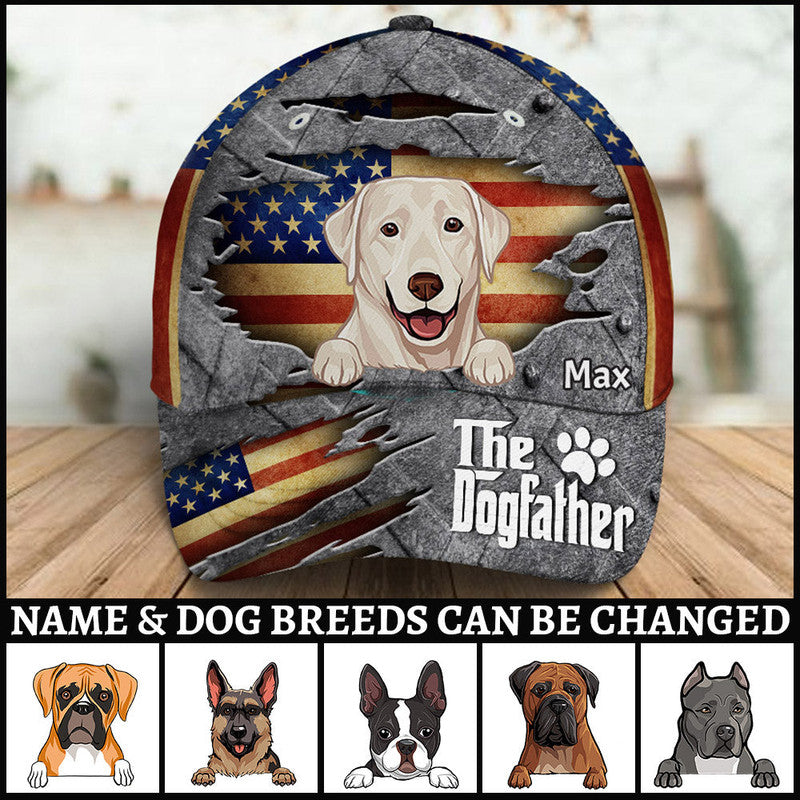 Personalized JP Cap JP Family American Flag The Dogfather CTM Classic Cap Universal Fit Custom - Printyourwear