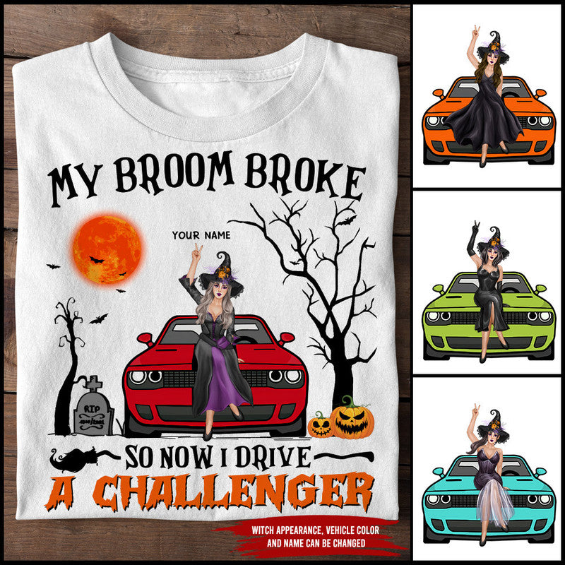 Custom Jeep Tee Shirts My Broom Broke So Now I Drive A Challenger CTM Youth Custom - Printyourwear