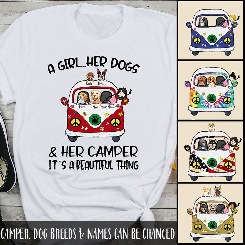 Custom JP Tee Shirts Camping Her Camper Her Dogs Hippie CTM Youth Custom - Printyourwear
