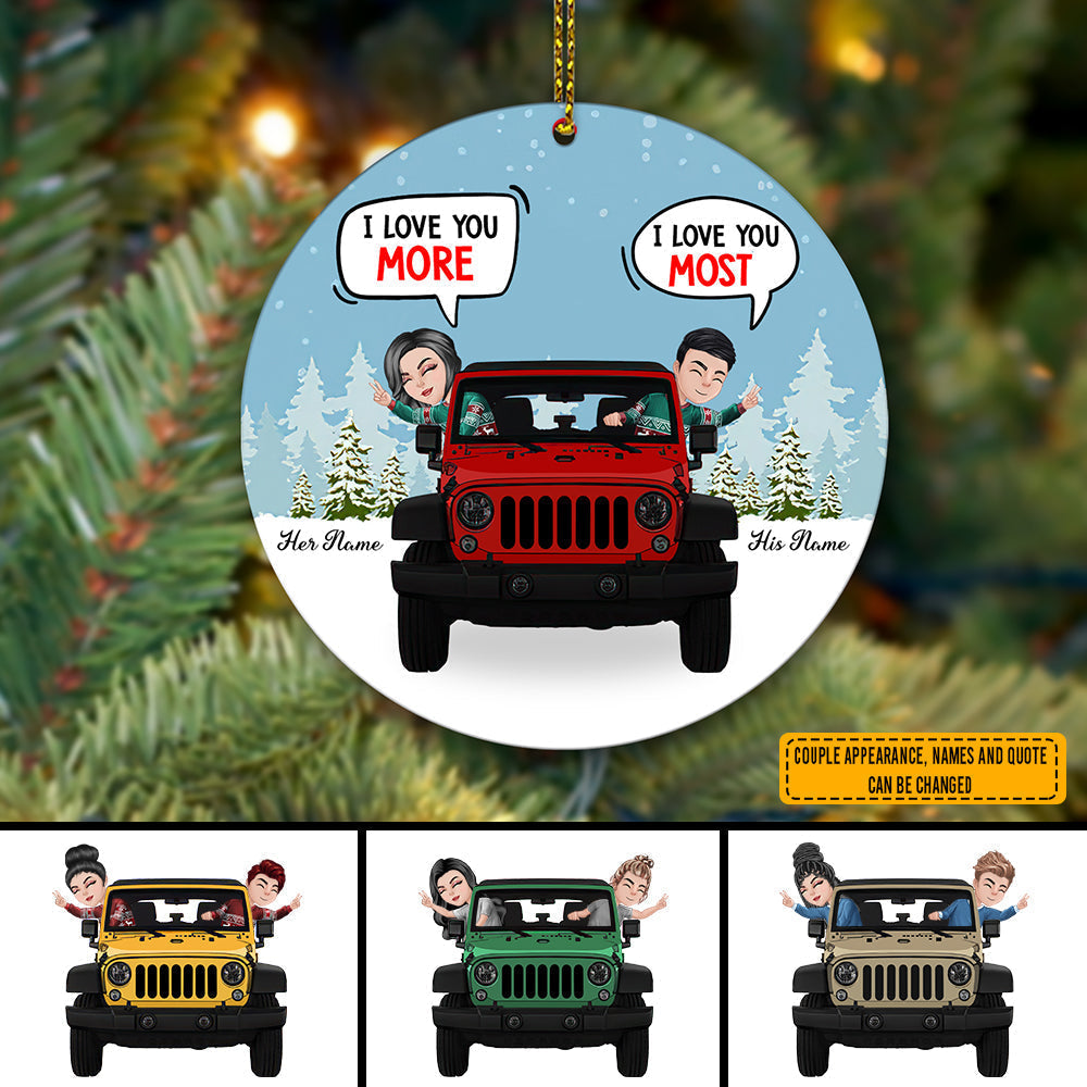 Personalized JP Christmas Ornaments JP Couple Chibi I Love You Most CTM Ornament Custom - Printyourwear