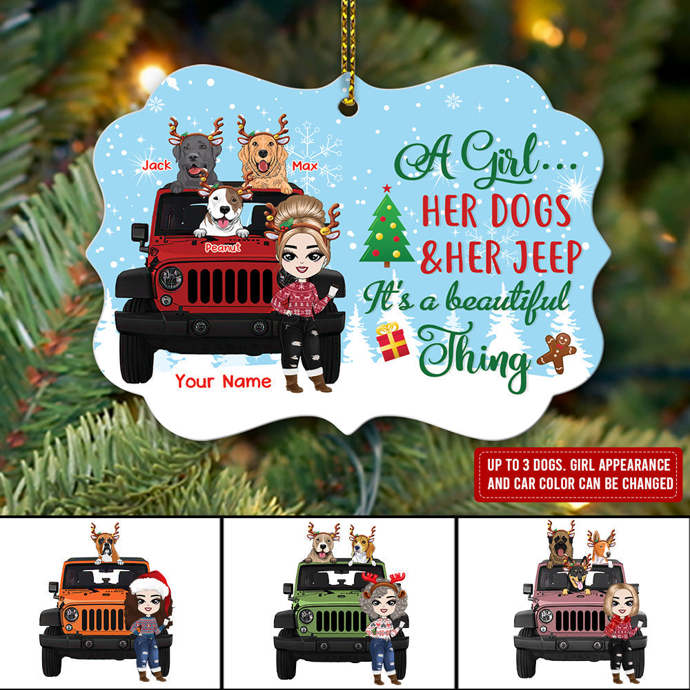 Personalized JP Christmas Ornaments A Girl Her Dogs and Her JP Its A Beautiful Thing CTM Ornament Custom - Printyourwear