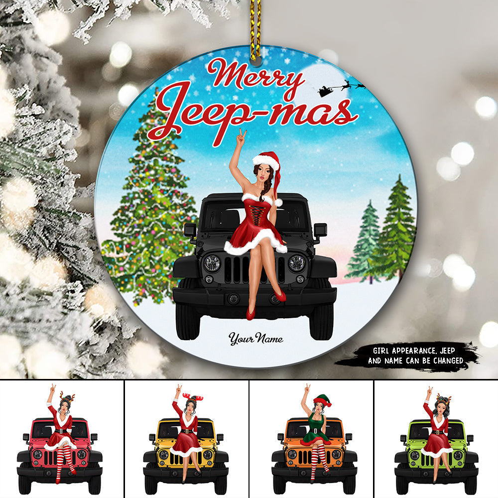 Personalized Jeep Christmas Ornaments Jeep Girl Merry Jeep Mas CTM