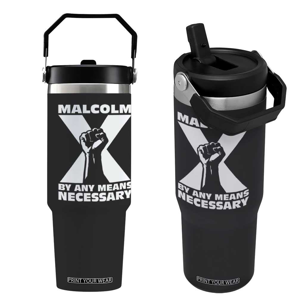 Malcolm X Power Fist Flip Straw Tumbler Civil Rights Leader Pride Bold Statement TS02 One Size: 30 oz Black Print Your Wear