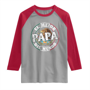Mexican Dad Raglan Shirt El Mejor Papá del Mundo Mexico Flag Eagle TS02 Sport Gray Red Print Your Wear