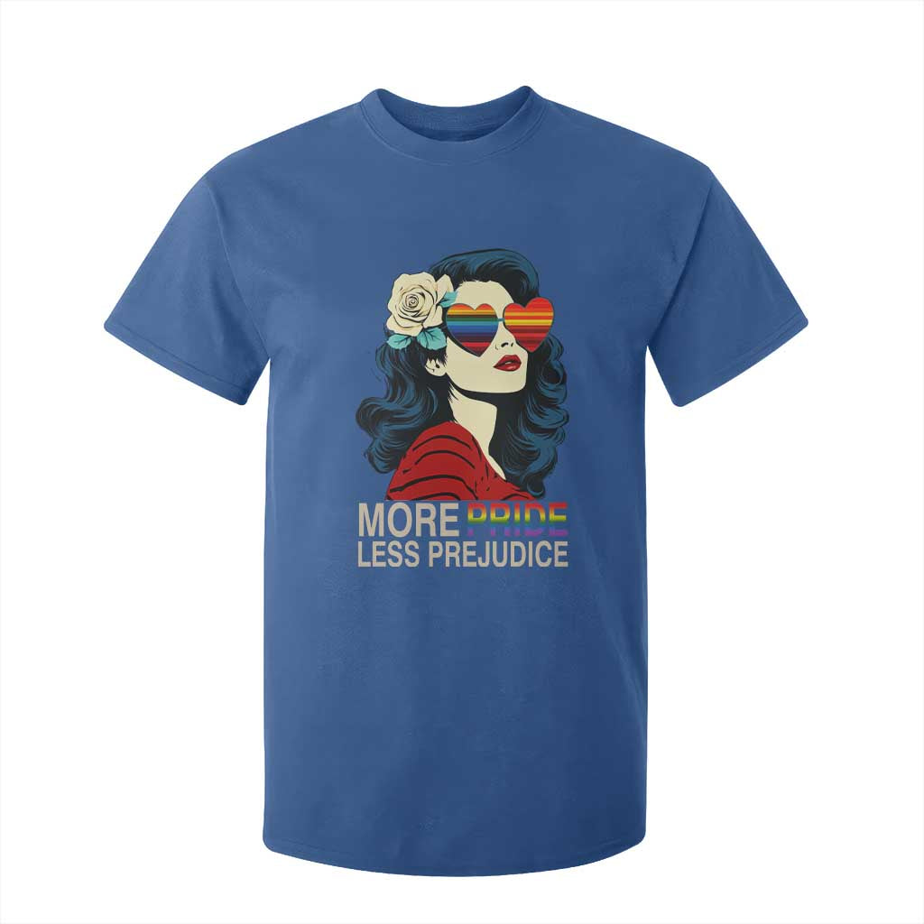 More Pride Less Prejudice T Shirt For Kid Retro Pride Month LGBTQ Feminist TS02 Royal Blue Print Your Wear