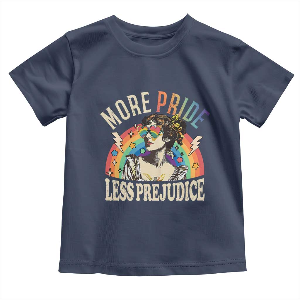 More Pride Less Prejudice Toddler T Shirt Pride Month LGBTQ Rainbow TS11 Navy Print Your Wear