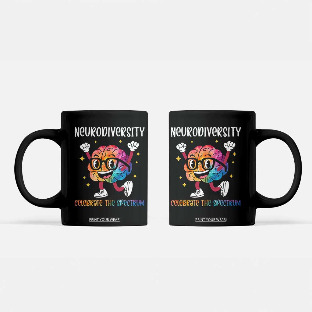 Neurodiversity Brain Coffee Mug Celebrate The Spectrum Autism Acceptance ASD ADHD TS02 Black Print Your Wear