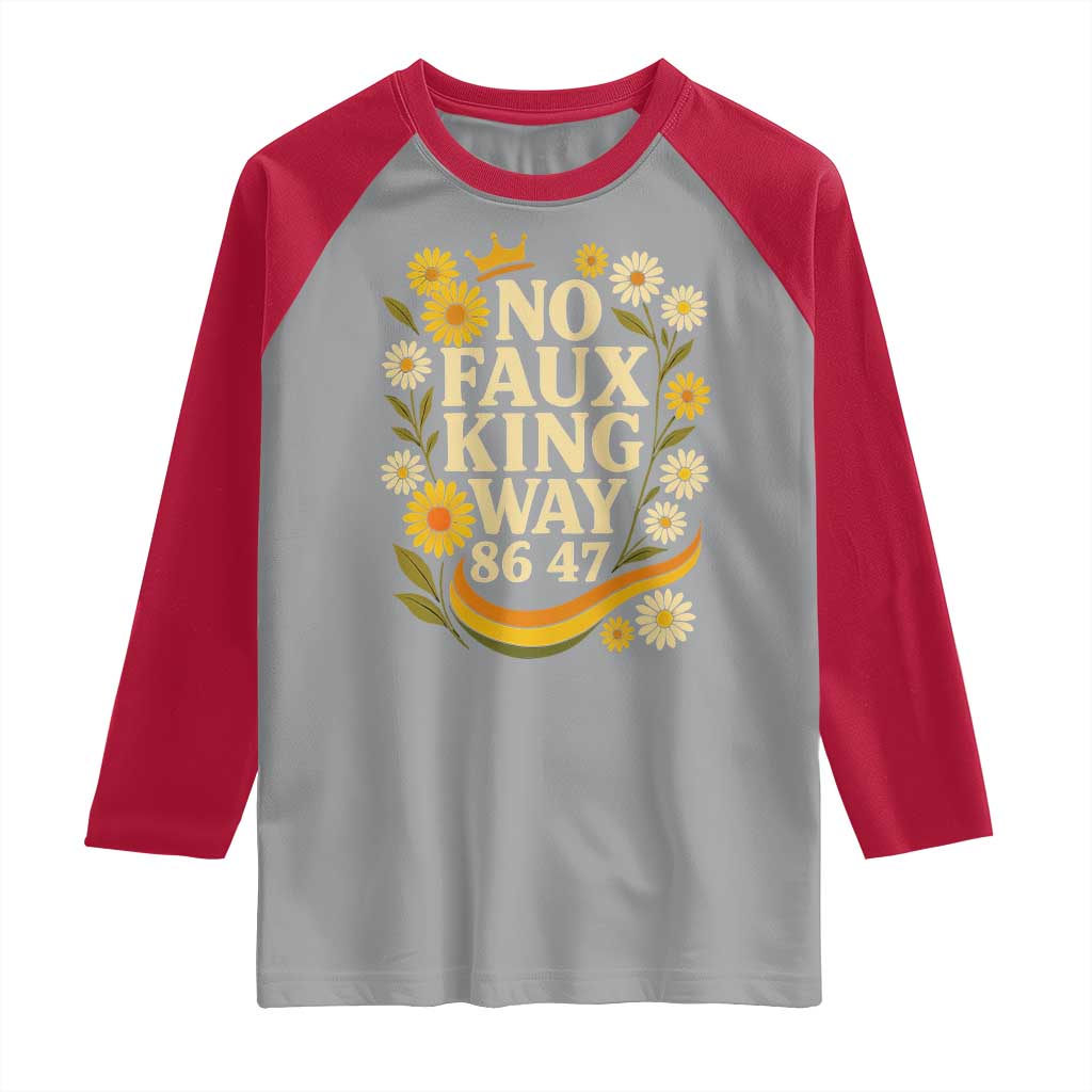 No Faux King Way 8647 Raglan Shirt Subtle Resist 70s Retro Floral TS02 Sport Gray Red Print Your Wear