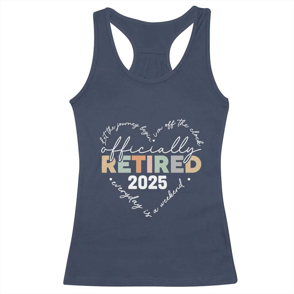 Officially Retired 2025 Racerback Tank Top Women Retirement Vintage TS10 Navy Print Your Wear