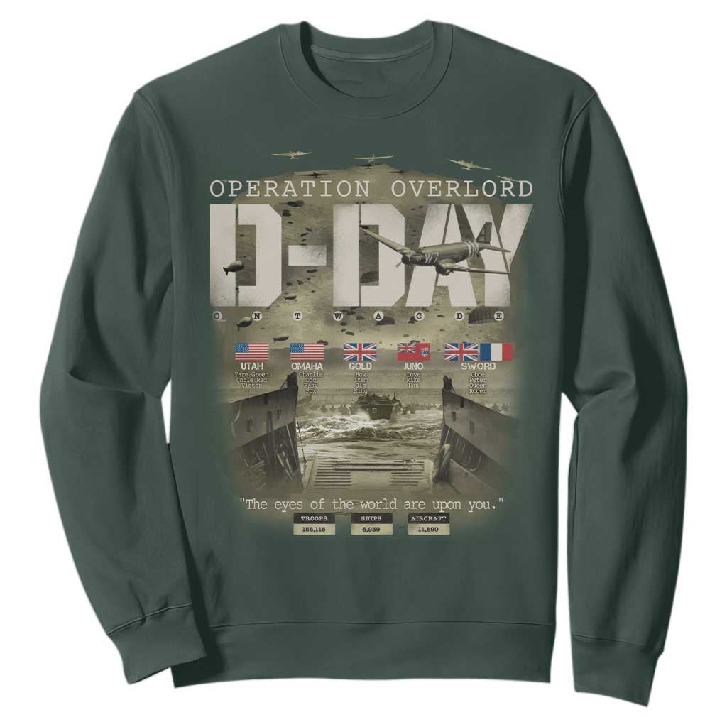 Operation Overlord D Day Normandy WWII Sweatshirt TS11 Dark Forest Green Print Your Wear